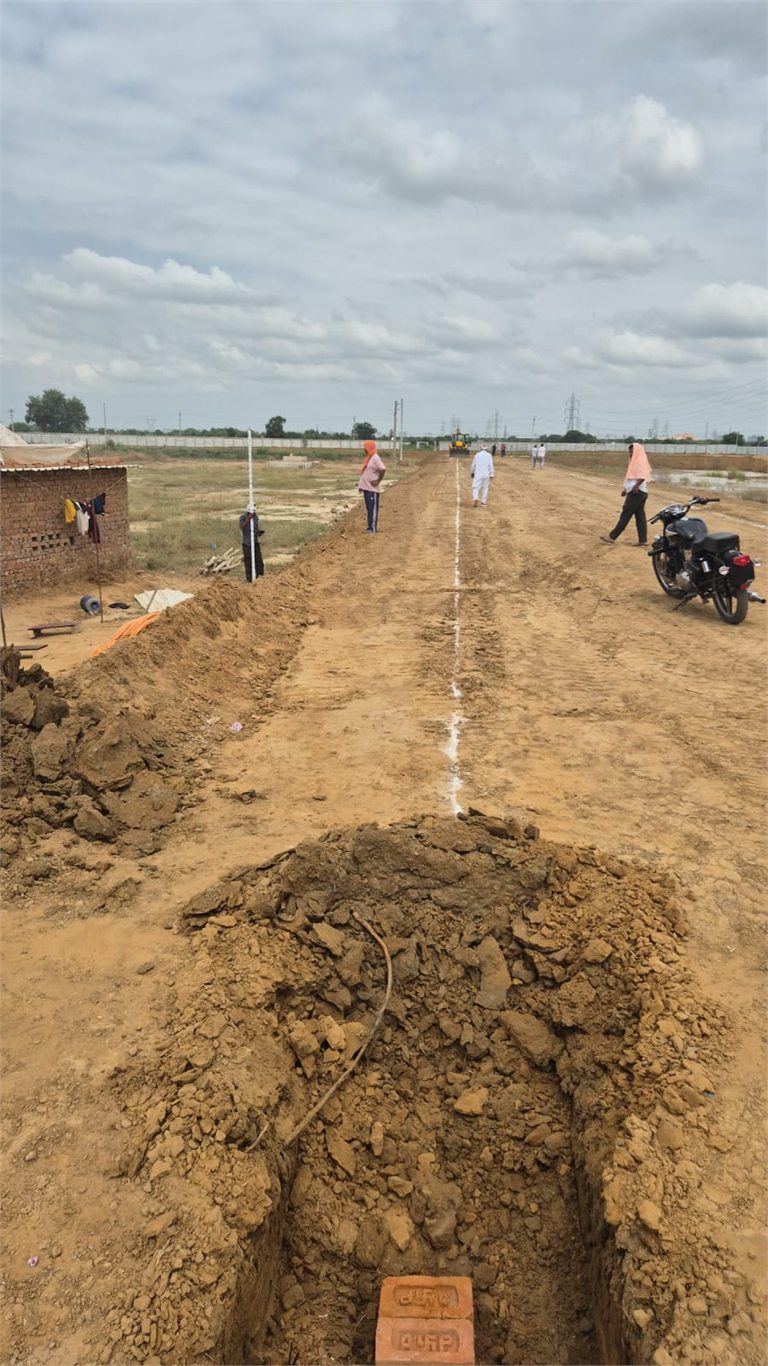 Supplied photograph showing marked ground and excavation at the site